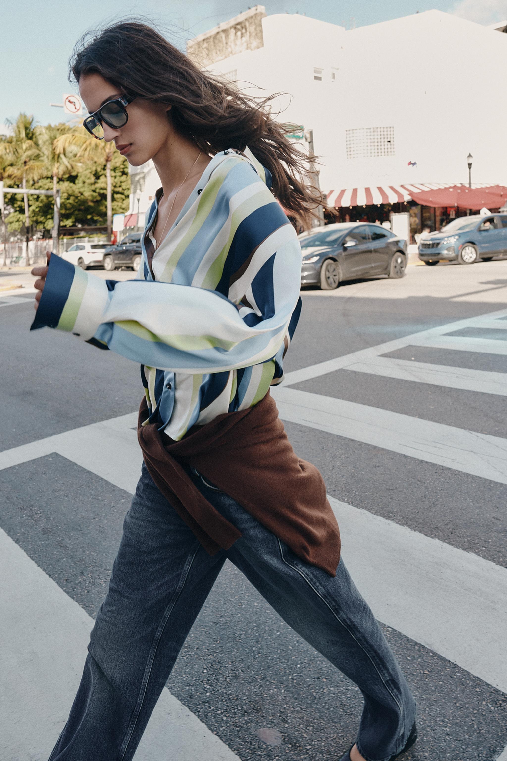STRIPED SATIN EFFECT SHIRT